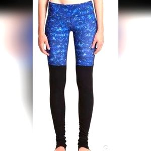 Alo Goddess Ribbed Leg Warmer Legging Blue Kaleidoscope Black Sz S Yoga Pants